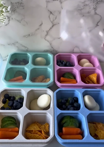 healthy veggie snack boxes with Greek yogurt ranch dip for weekly meal prep