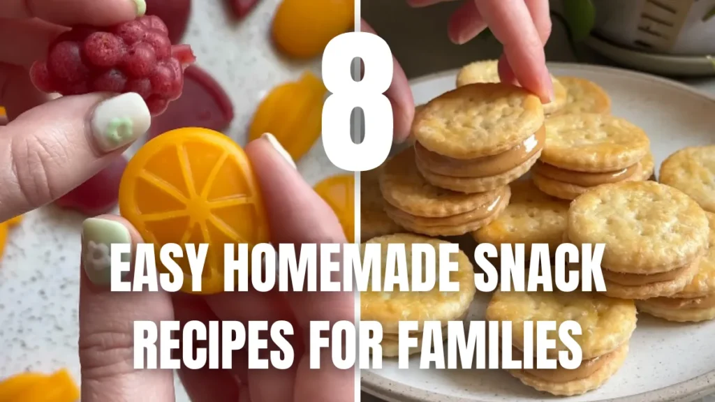 Homemade snack recipes including crackers, granola bars, fruit snacks, muffins, and fruit leather