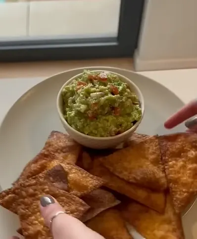 Quick homemade guacamole served with tortilla chips