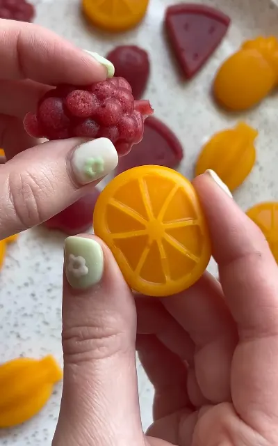 Homemade fruit snacks in silicone molds