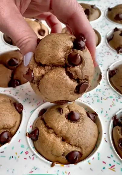 Homemade protein muffins with chocolate chips