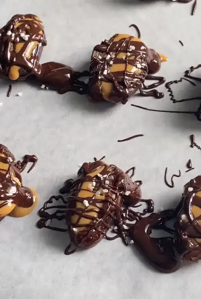 Medjool dates filled with peanut butter and chocolate chips